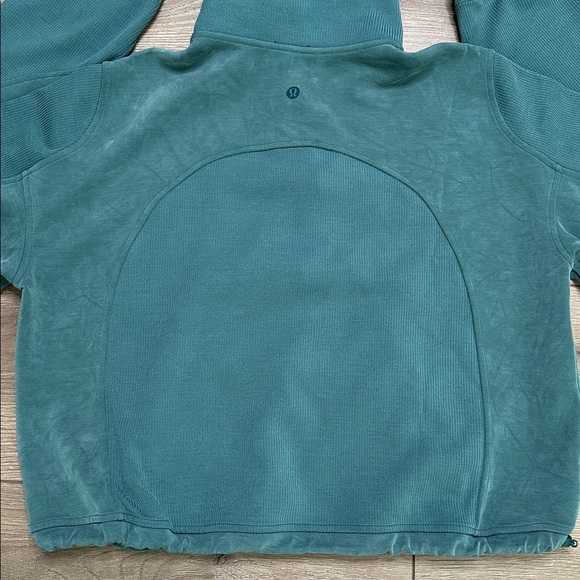 Lululemon Brushed Softstreme Ribbed Half Zip Pullover Green Jasper (Flaw) Size 4 - Picture 7 of 15